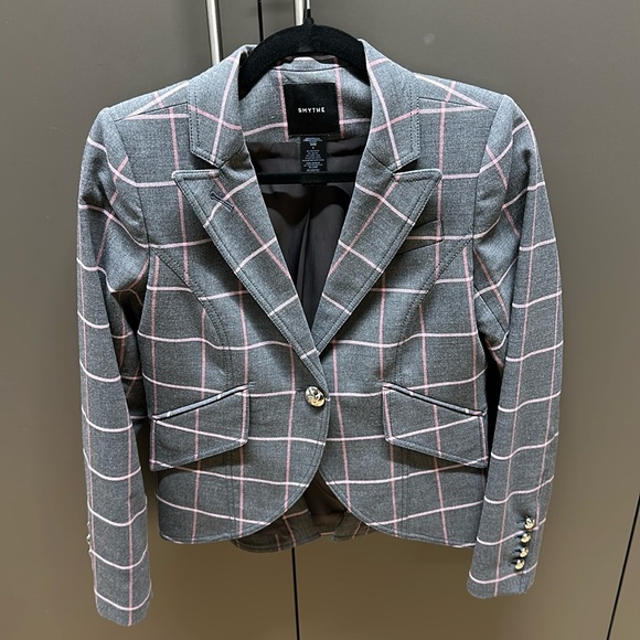 SMYTHE One Button Window Pane Stripe Blazer - Picture 5 of 6
